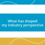 What has shaped my industry perspective